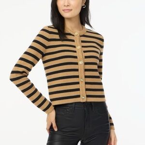 NWT J. Crew Striped Crewneck Button-Front Sweater